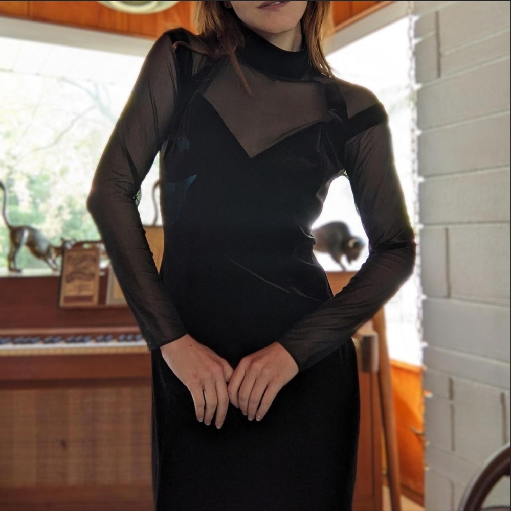 Vintage 90s Velvet & Mesh Gown